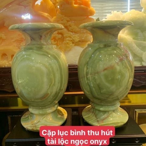  Lục Bình Phong Thủy Ngọc Onyx Xanh 50cm 