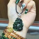  Mặt Dây Chuyền Hồ Ly Chúa Ngọc Sơn Thủy Móc Bạc 