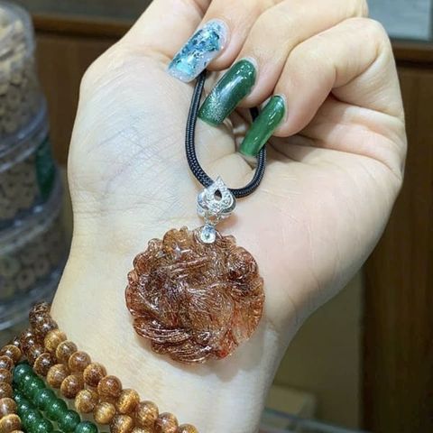 Mặt Dây Chuyền Hồ Ly Chúa Thạch Anh Tóc Đỏ Nâu 