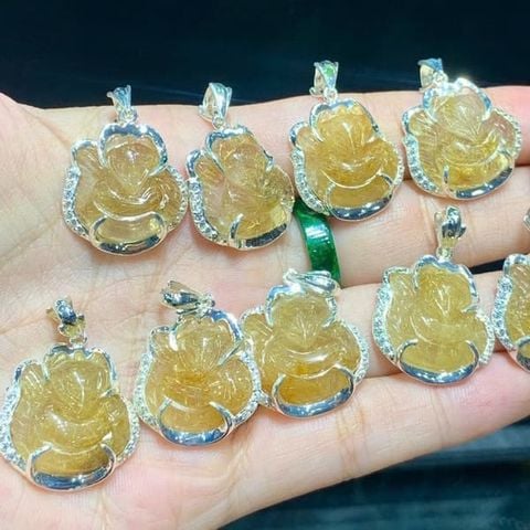 Mặt Dây Chuyền Hồ Ly Thạch Anh Tóc Vàng Bọc Bạc