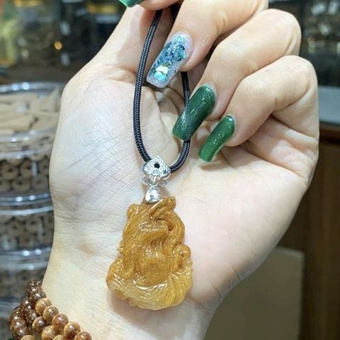 Mặt Dây Chuyền Hồ Ly Thạch Anh Tóc Vàng