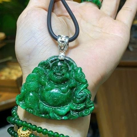 Mặt Dây Chuyền Phật Di Lặc Sơn Thủy Móc Bạc M2