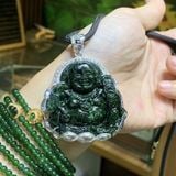  Mặt Dây Chuyền Phật Di Lặc Sơn Thủy Bọc Bạc 