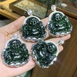  Mặt Dây Chuyền Phật Di Lặc Sơn Thủy Bọc Bạc 