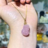 Mặt Dây Chuyền Tỳ Hưu Thạch Anh Hồng Móc Vàng 10k 