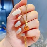  Mặt Dây Chuyền Đồng Điếu Đá Tự Nhiên Móc Vàng 