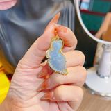  Mặt Dây Chuyền Hồ Ly Đuôi Vũ Aquamarine Bọc vàng 10k 