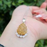  Mặt Dây Chuyền Hồ Ly Chúa Thạch Anh Tóc Vàng Bọc Bạc 