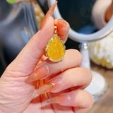  Mặt Dây Chuyền Hồ Ly Chúa Thạch Anh Tóc Vàng Bọc Vàng 