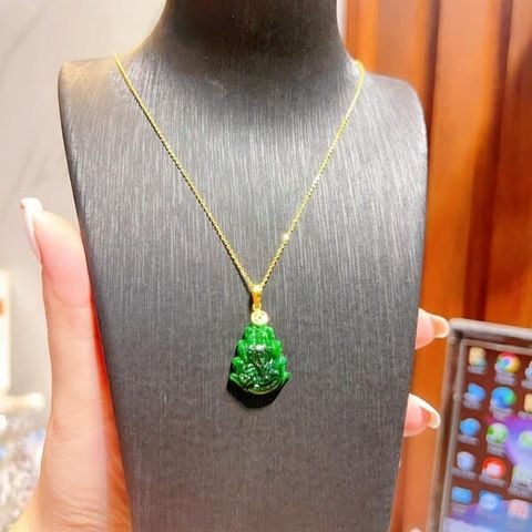 Mặt Dây Chuyền Hồ Ly Chúa Sơn Thủy Kèm Móc Vàng