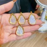  Mặt Dây Chuyền Hồ Ly Chúa Moonstone Bọc Vàng 