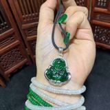  Mặt Dây Chuyền Di Lặc Đá Sơn Thuỷ Bọc Bạc 