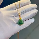  Mặt Dây Chuyền Di Lặc Lam Ngọc Móc Vàng 10k 