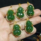  Mặt Dây Chuyền Tỳ Hưu Ngọc Bích Bọc Vàng 10k 