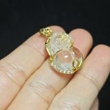  Mặt Dây Chuyền Tỳ Hưu Thạch Anh Trắng Bọc Vàng 10k 