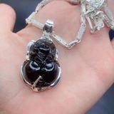  Mặt Dây Chuyền Tỳ Hưu Thạch Anh Đen Bọc Bạc 