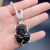  Mặt Dây Chuyền Tỳ Hưu Thạch Anh Đen Bọc Bạc 