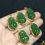  Mặt Dây Chuyền Tỳ Hưu Ngọc Bích Bọc Vàng 10k 