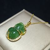  Mặt Dây Chuyền Tỳ Hưu Ngọc Bích Bọc Vàng 10k 