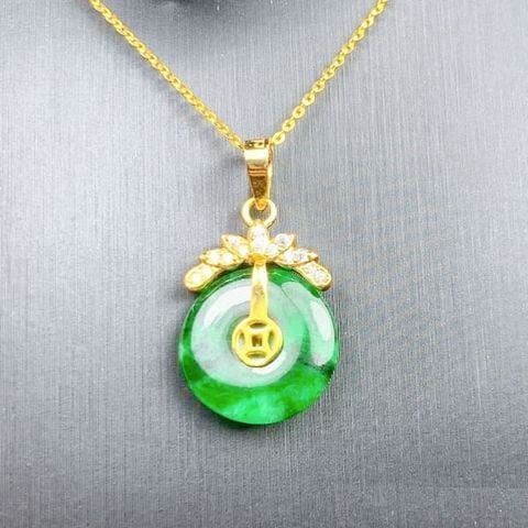 Mặt Đeo Khấu Điếu Bình An ngọc Jade Sơn Thủy