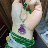  Mặt Phật Quan Âm Thạch Anh Tím Bọc Bạc 