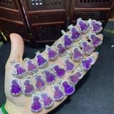  Mặt Phật Quan Âm Thạch Anh Tím Bọc Bạc 