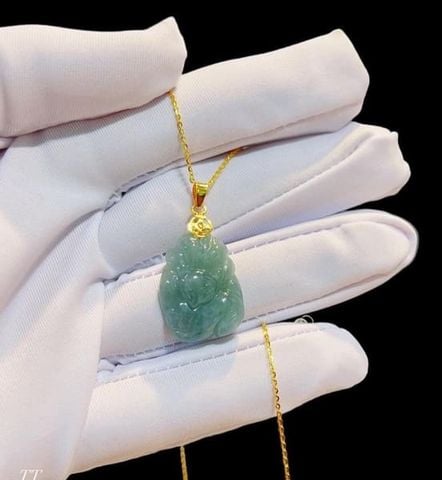 Mặt Dây Chuyền Hồ Ly Chúa Lam Ngọc Móc Vàng