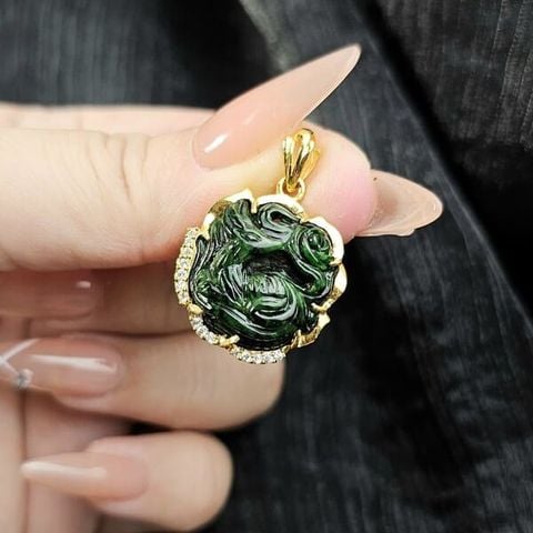 Mặt Dây Chuyền Hồ Ly Chúa Sơn Thủy Bọc Vàng 10k
