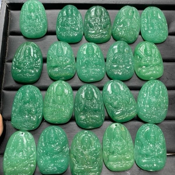  Mặt Phật Bản Mệnh Thạch Anh Xanh 4cm 