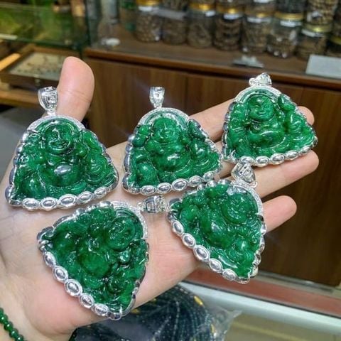 Mặt Dây Chuyền Phật Di Lặc Sơn Thủy Bọc Bạc