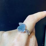  Nhẫn Di Lặc Đá Lam Ngọc Băng Bọc Bạc Kim Tiền 