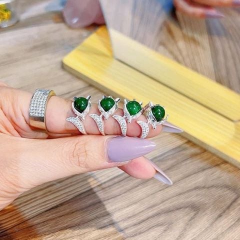 Nhẫn Hồ Ly Baby Bạc Đá Tự Nhiên