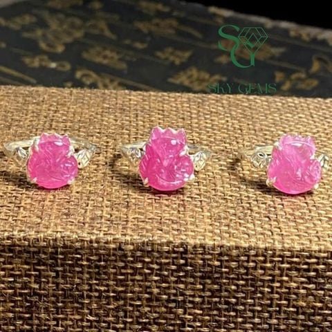 Nhẫn Hồ Ly Đá Ruby Bọc Bạc