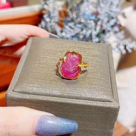 Nhẫn Hồ Ly Đá Ruby Bọc Vàng