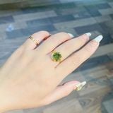  Nhẫn Hồ Ly Thạch Anh Tóc Xanh Bọc Vàng 10k 