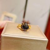  Nhẫn Hồ Ly Thạch Anh Tóc Đen Bọc Vàng 10k 