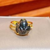  Nhẫn Hồ Ly Thạch Anh Tóc Đen Bọc Vàng 10k 