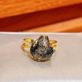  Nhẫn Hồ Ly Thạch Anh Tóc Đen Bọc Vàng 10k 