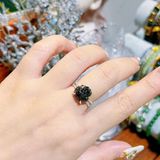  Nhẫn Hồ Ly Thạch Anh Tóc Đen Bọc Bạc 