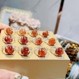  Nhẫn Hồ Ly Thạch Anh Tóc Đỏ Đẹp Bọc Bạc 