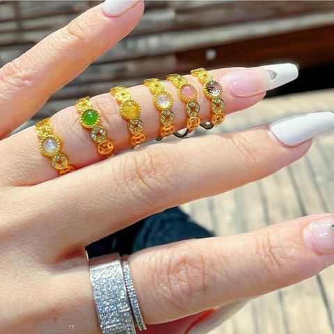 Nhẫn Kim Tiền Đính Đá Quý