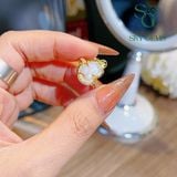  Nhẫn Tỳ Hưu Đá Mặt Trăng Moonstone Bọc Vàng 10k 