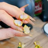  Nhẫn Tỳ Hưu Đá Mặt Trăng Moonstone Bọc Vàng 10k 