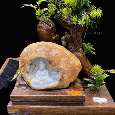 Tác Phẩm Phật Adida Ngọc Phỉ Thúy 13cmx10cm