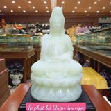  Tượng Quan Âm Ngọc Onyx trắng 25cm 