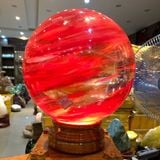  Quả Cầu Thủy Tinh Đỏ Núi Lửa Obsidian 13.6kg 