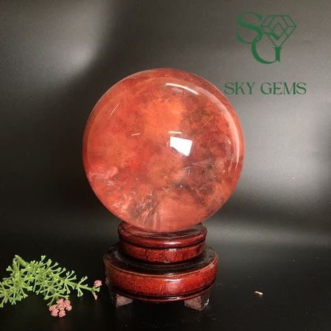 Cầu Thuỷ Tinh Núi Lửa Huyết Đỏ Obsidian 1,68kg