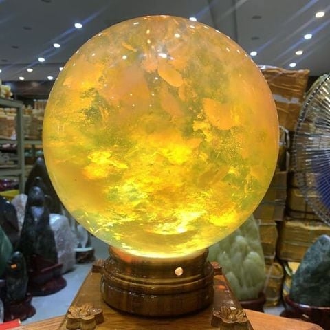  Quả Cầu Thủy Tinh Vàng Obsidian 15kg 