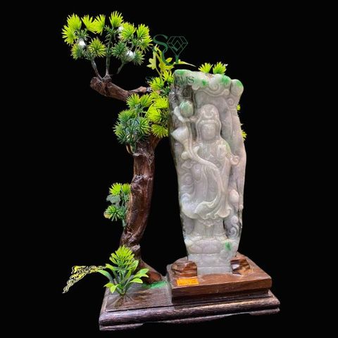 Tác Phẩm Quan Âm Ngọc Phỉ Thúy 22cmx8cm
