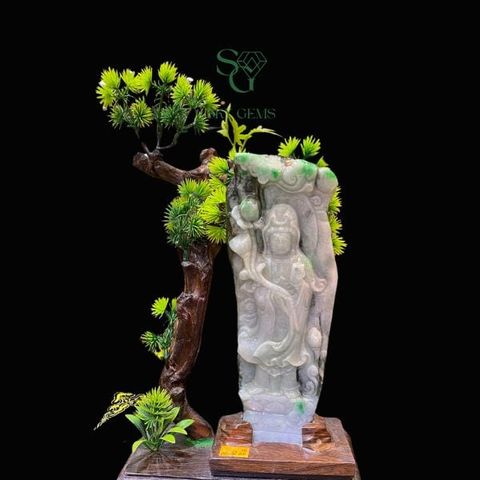 Tác Phẩm Quan Âm Ngọc Phỉ Thúy 22cmx8cm